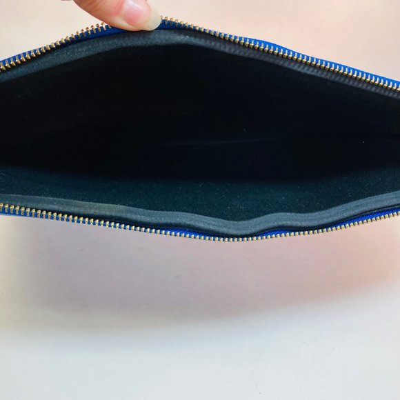 Kate Spade Laptop Sleeve 13.5 x 10 inches Blue Indigo Black Interior as is - Picture 8 of 11